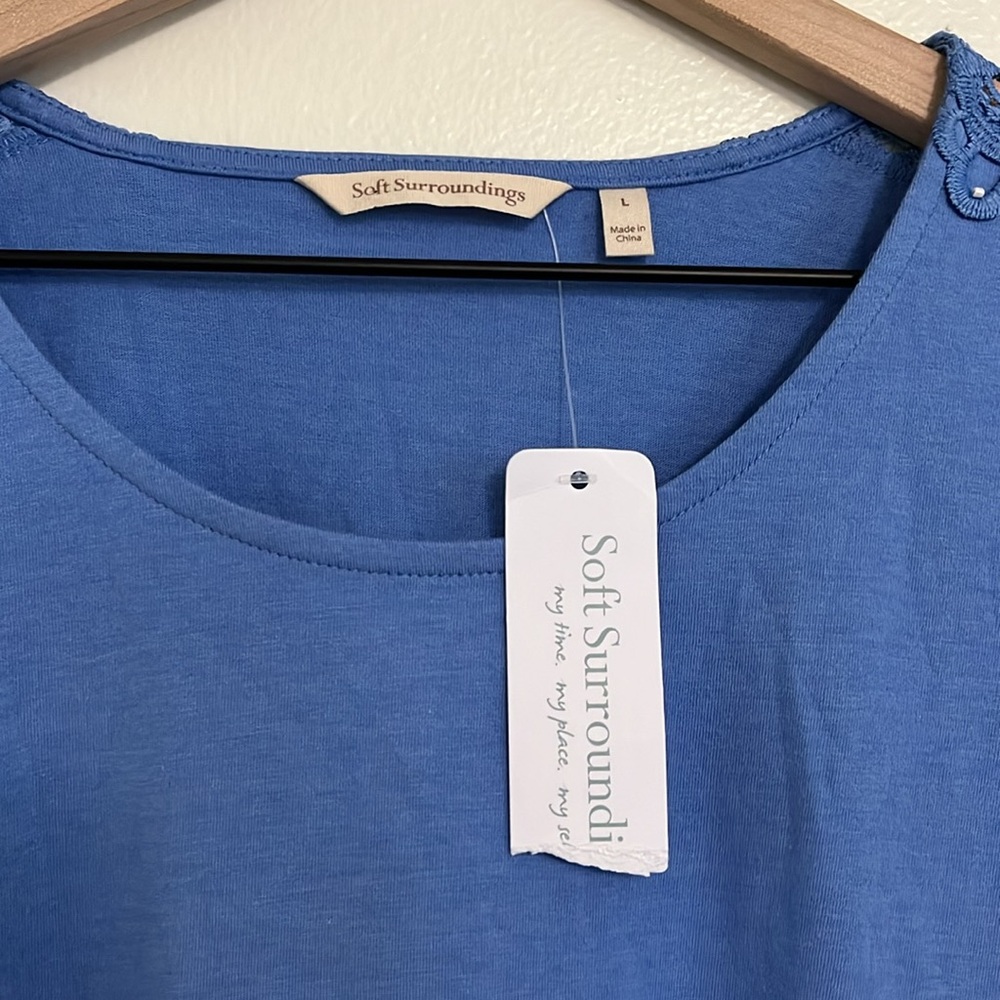 Soft Surroundings Lace-Trim ‘Sabrina Top’ in Blue Bonnet - Picture 2 of 8